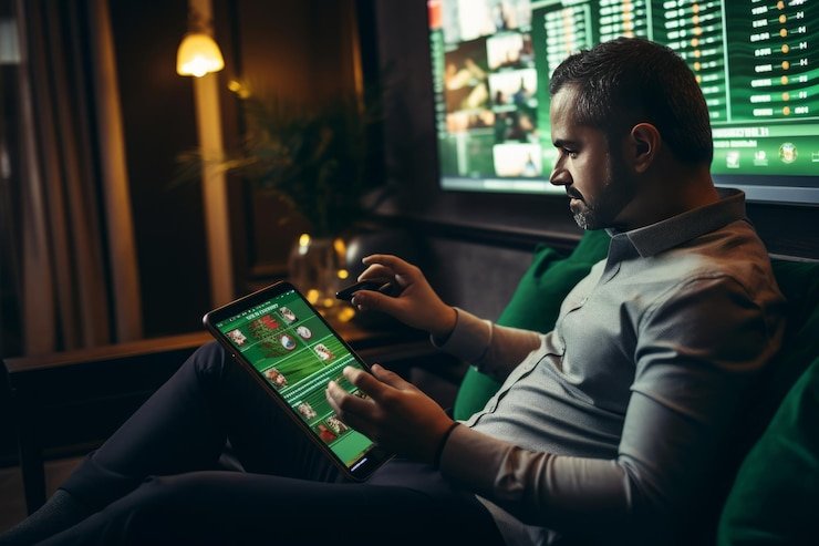 Filipino player reading sports betting tips on a smartphone before placing a wager